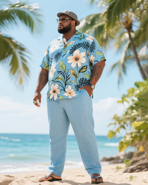 Big & Tall Floral T-Shirt Pants Set for big men view 1