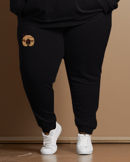 Big & Tall Brown Graphic Hoodie Sweatpants Set for big men view 3