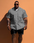 Big & Tall Plaid T-Shirt Shorts Set for big men view 1