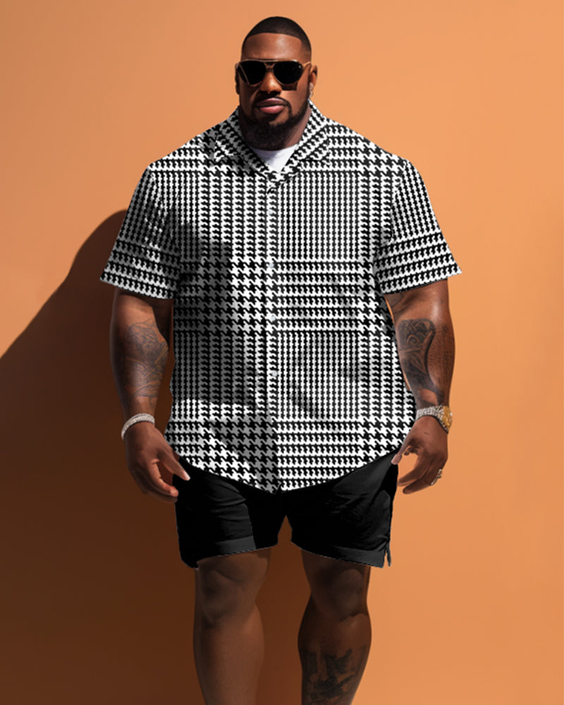 Big & Tall Plaid T-Shirt Shorts Set for big men view 1
