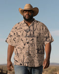 Big & Tall Khaki Western Short Sleeve Shirt for big men view 1