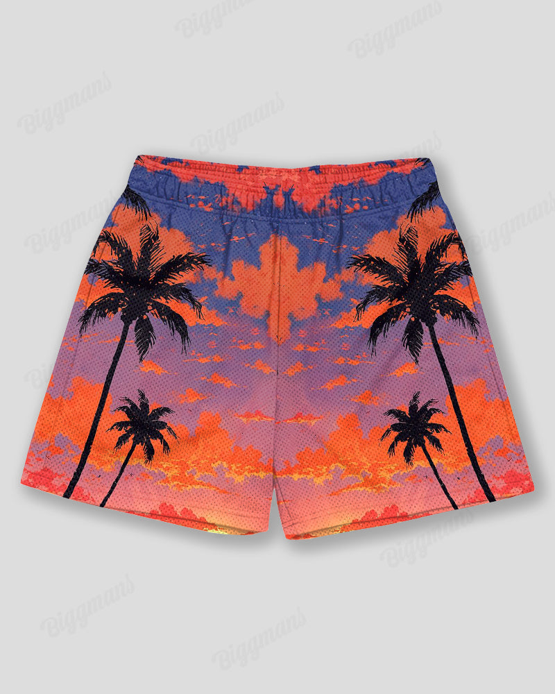Big & Tall Hawaiian Graphic Athletic Shorts for big men