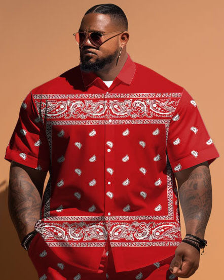 Big & Tall Graphic Floral Vintage T-Shirt Shorts Set for big men view 2