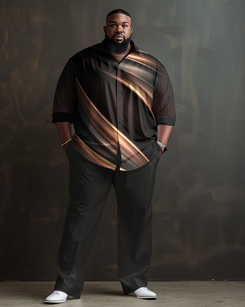 Big & Tall Black Gradient Shirt Pants Set for big men view 1
