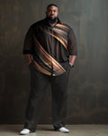 Big & Tall Black Gradient Shirt Pants Set for big men view 1