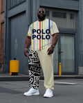 Big & Tall Colorblock Striped T-Shirt Pants Set for big men view 1