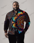 Big & Tall Gradient Graphic Shirt Pants Set for big men