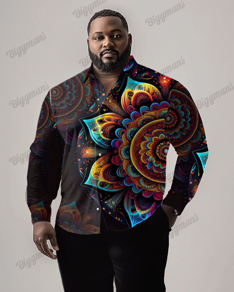 Big & Tall Gradient Graphic Shirt Pants Set for big men