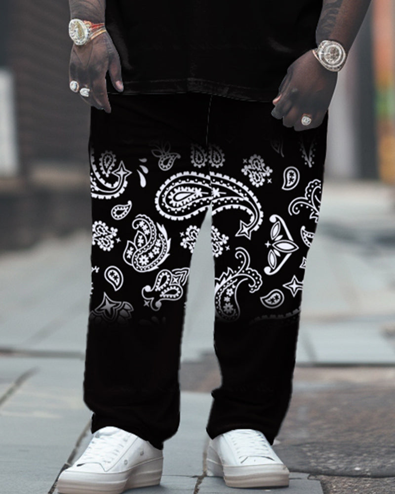 Big & Tall Graphic Floral T-Shirt Pants Set for big men view 3