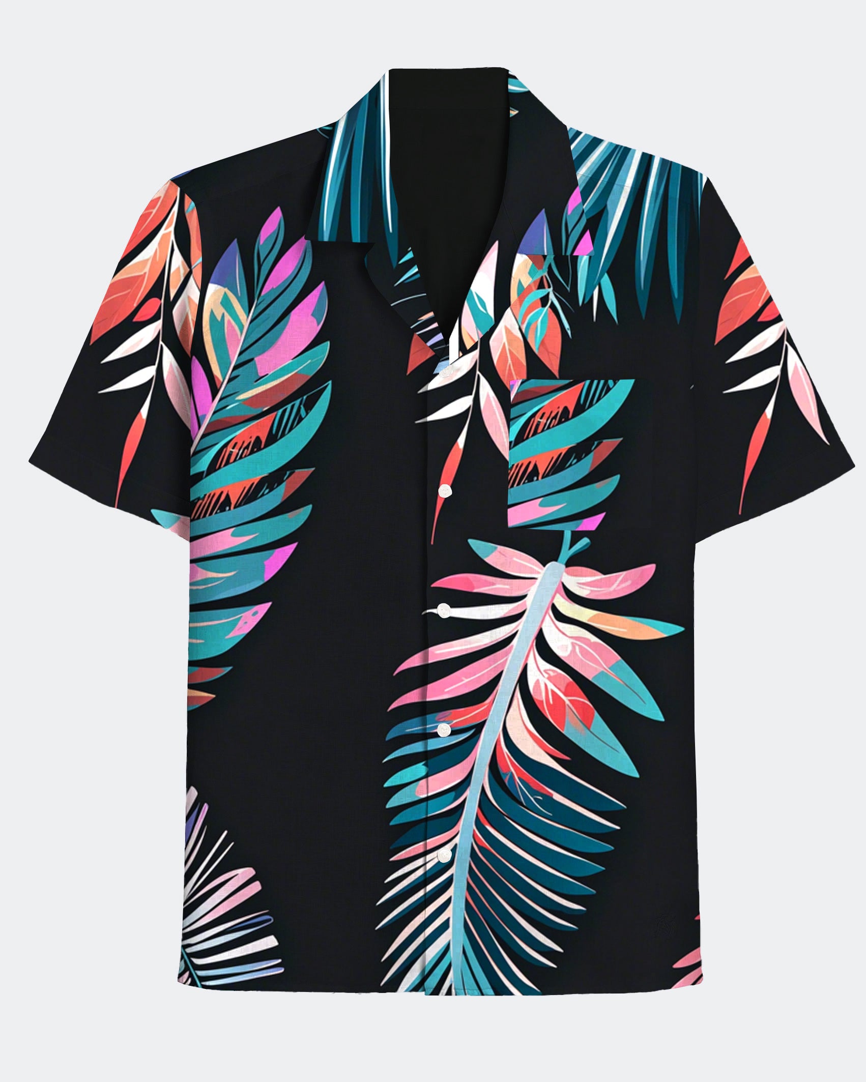 Big & Tall Tropical Graphic Short Sleeve Shirt for big men view 2