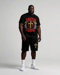 Big & Tall Geometric Floral T-Shirt Shorts Set for big men view 1
