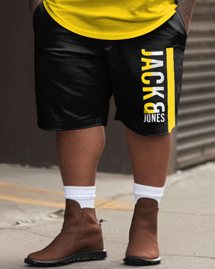 Big & Tall Graphic Athletic T-Shirt Shorts Set for big men view 3