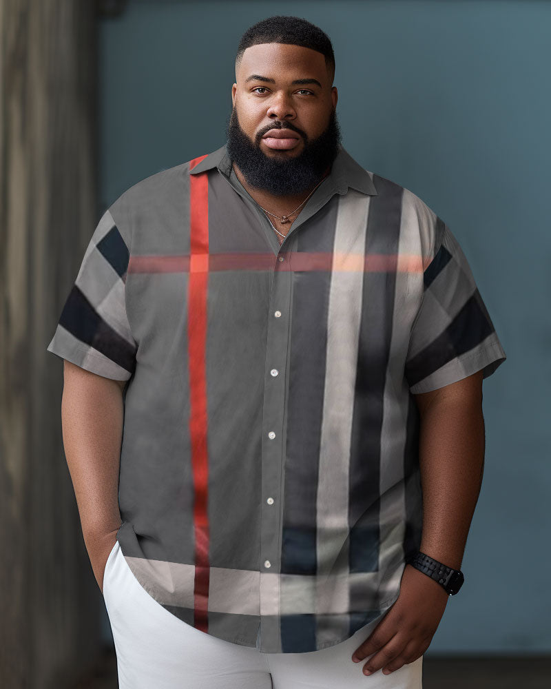 Big & Tall Colorblock Plaid Short Sleeve Shirt for big men view 2