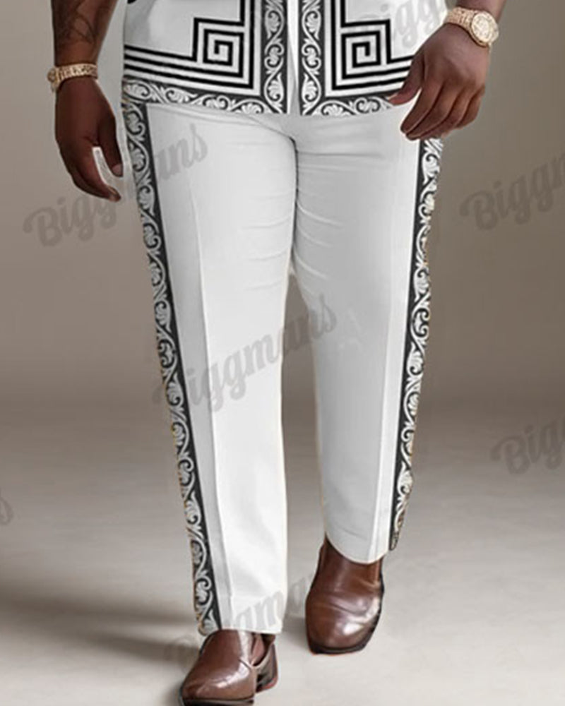 Big & Tall White Vintage T-Shirt Pants Set for big men view 3