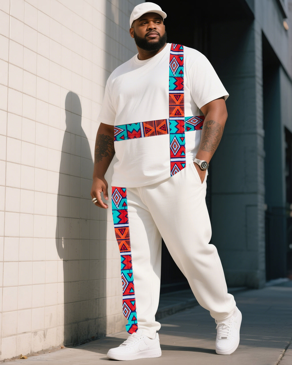Big & Tall Striped Two-piece Set for big men view 1