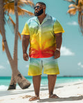 Big & Tall Hawaiian Gradient Graphic Jeans for big men view 2