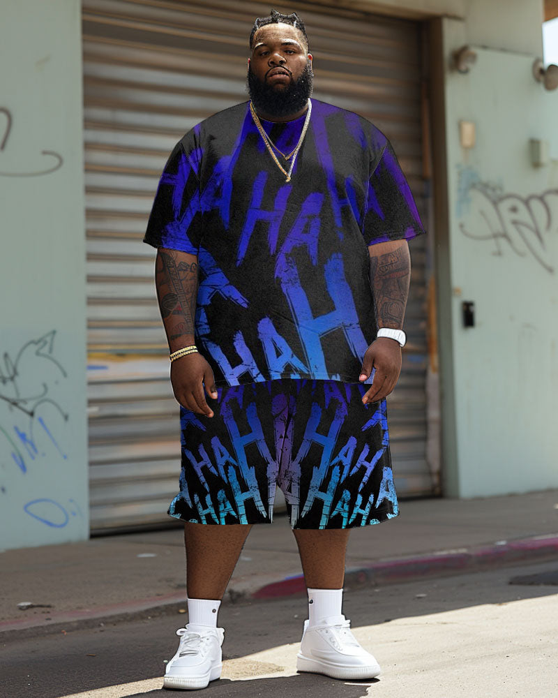 Big & Tall Gradient Graphic T-Shirt Shorts Set for big men view 2