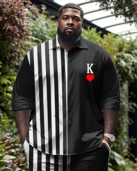 Big & Tall Colorblock Striped T-Shirt Pants Set for big men view 2