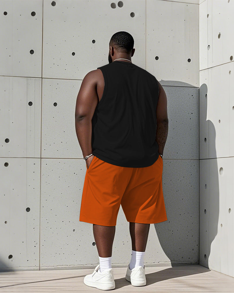 Big & Tall Blue Orange Graphic Two-piece Set for big men view 4