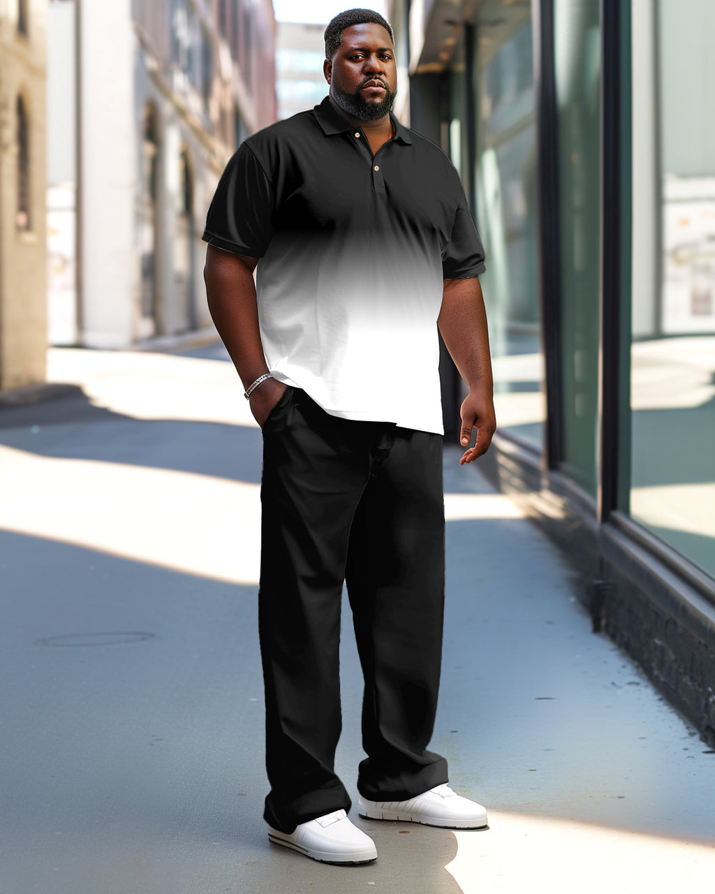 Big & Tall Gradient Business Casual Polo Pants Set for big men view 1