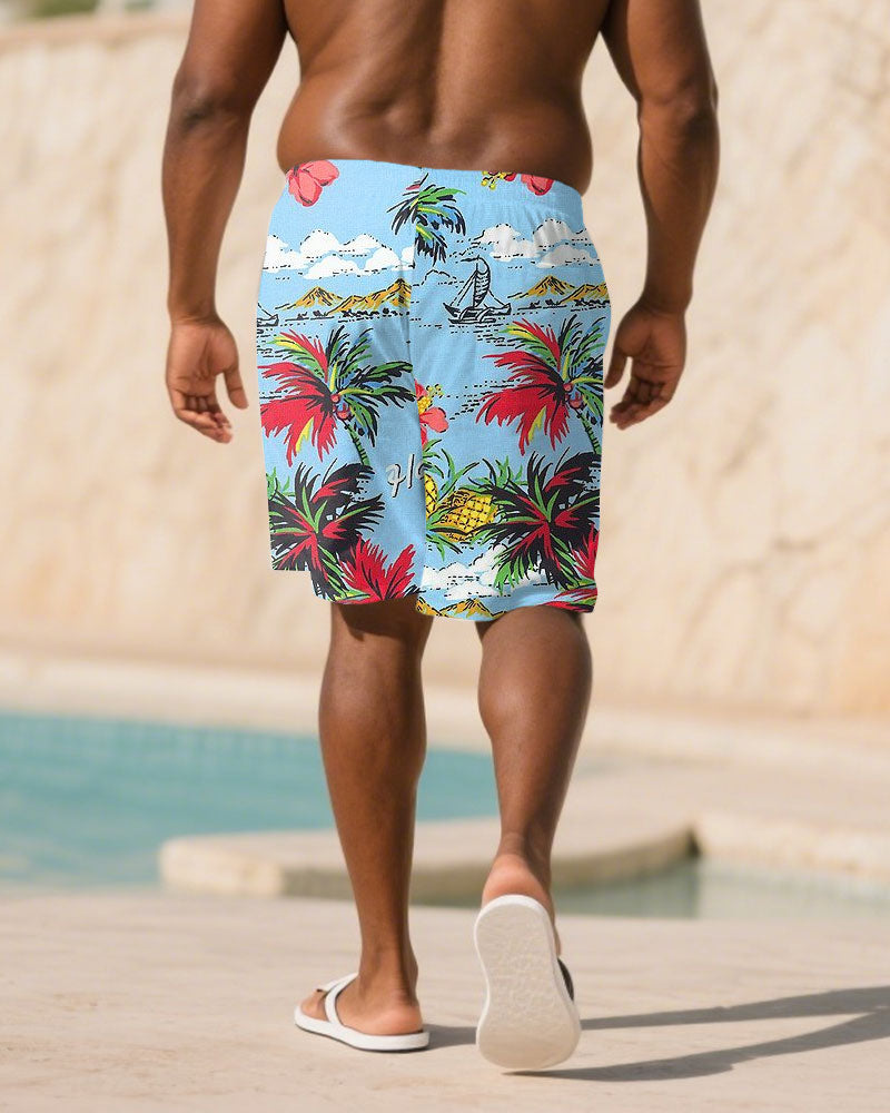 Big & Tall Hawaiian Graphic Floral Pants for big men view 2