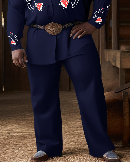Big & Tall Western Denim Floral Two-piece Set for big men view 3