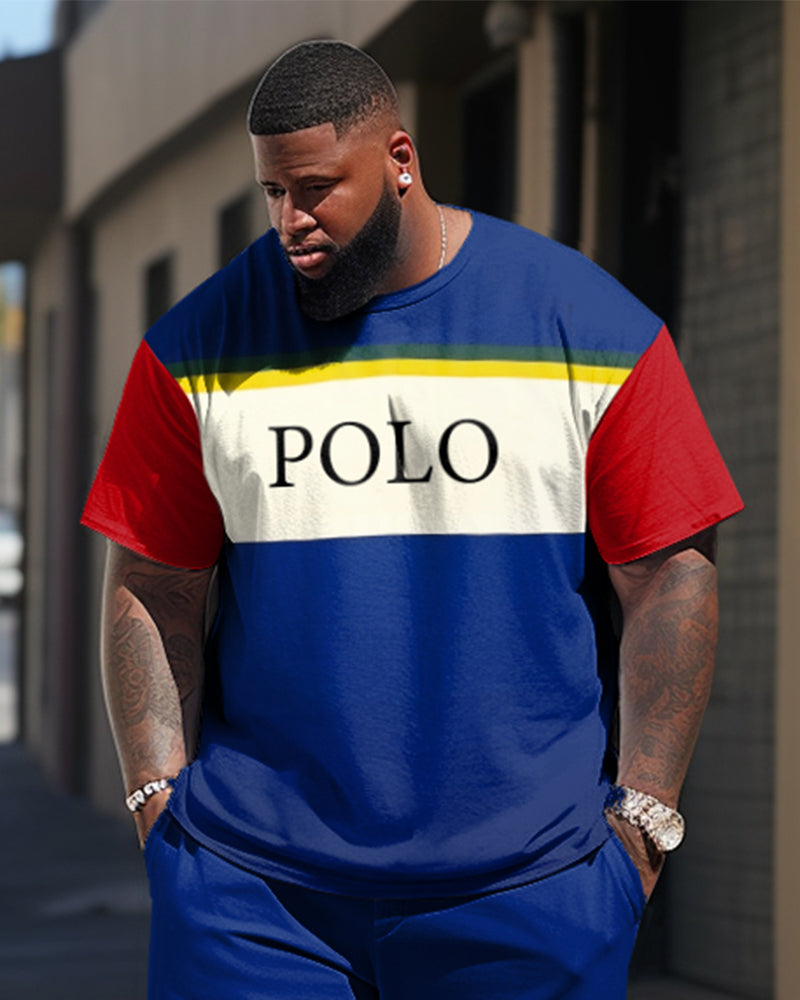 Big & Tall Colorblock Graphic T-Shirt Pants Set for big men view 2