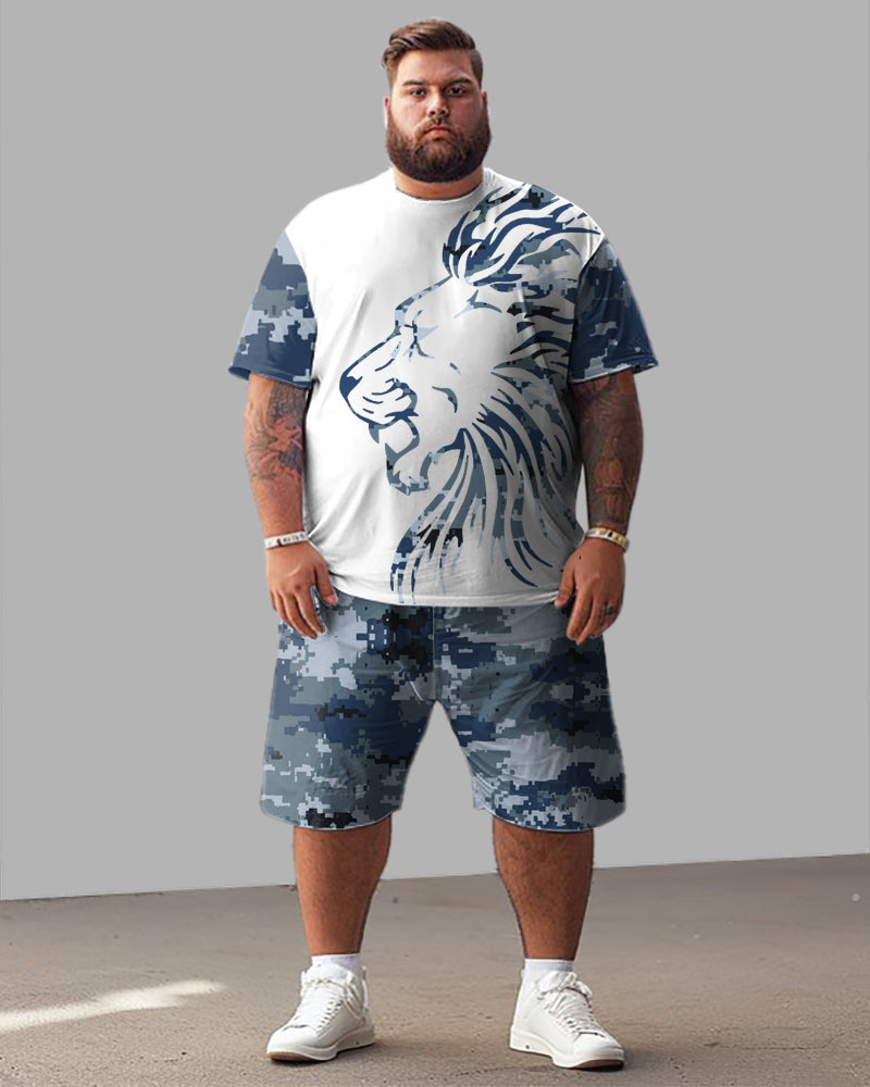 Big & Tall Camouflage T-Shirt Shorts Set for big men view 1