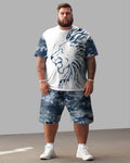 Big & Tall Camouflage T-Shirt Shorts Set for big men view 1