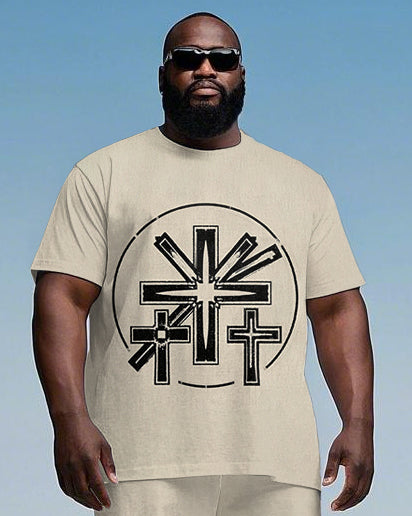 Big & Tall Streetwear T-Shirt Shorts Set for big men view 2