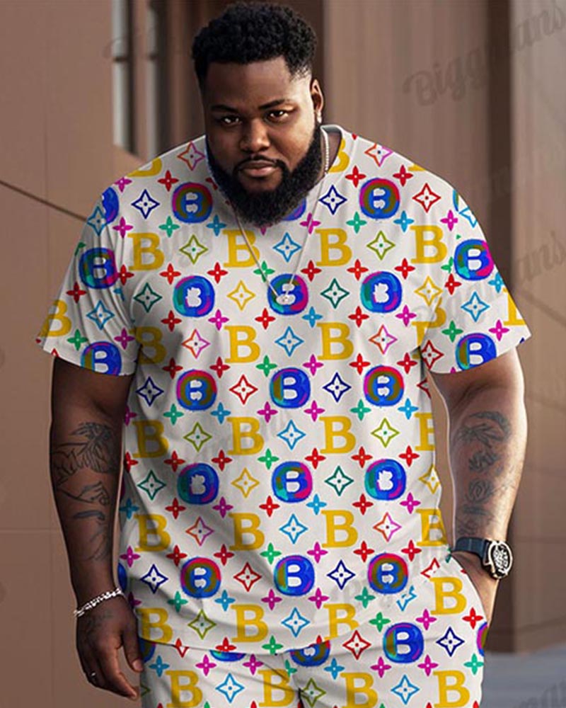 Big & Tall Graphic T-Shirt Pants Set for big men view 5