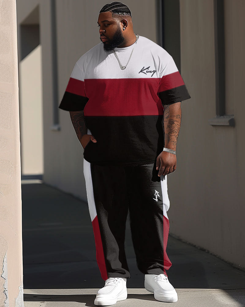 Big & Tall Colorblock Graphic T-Shirt Pants Set for big men view 1