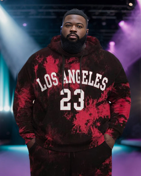 Big & Tall Graphic Vintage Hoodie Sweatpants Set for big men view 2