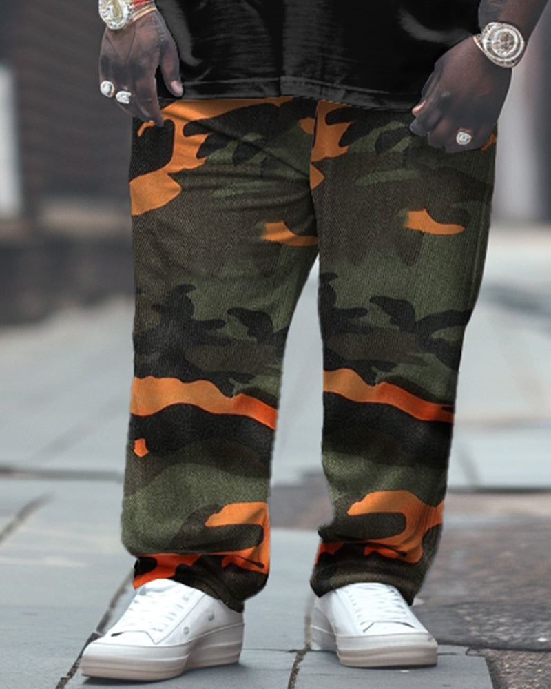 Big & Tall Graphic Camouflage T-Shirt Pants Set for big men view 3