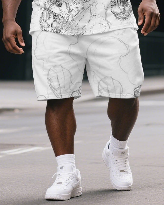 Big & Tall Graphic Streetwear T-Shirt Shorts Set for big men view 3