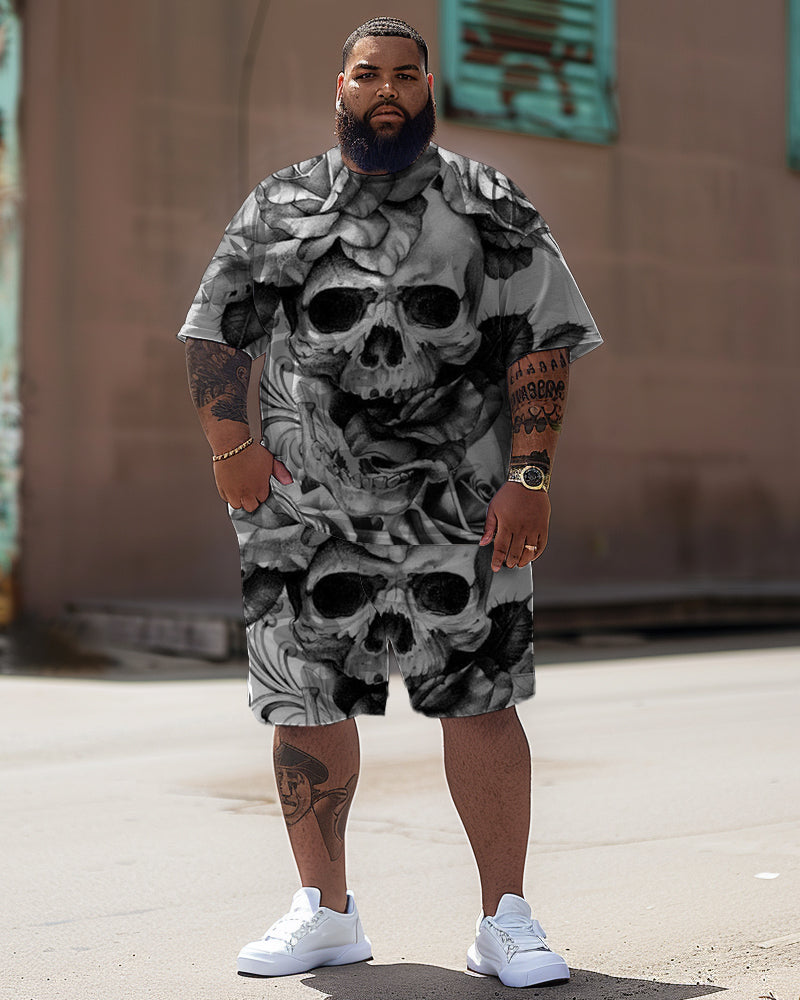 Big & Tall Geometric Streetwear T-Shirt Shorts Set for big men view 1