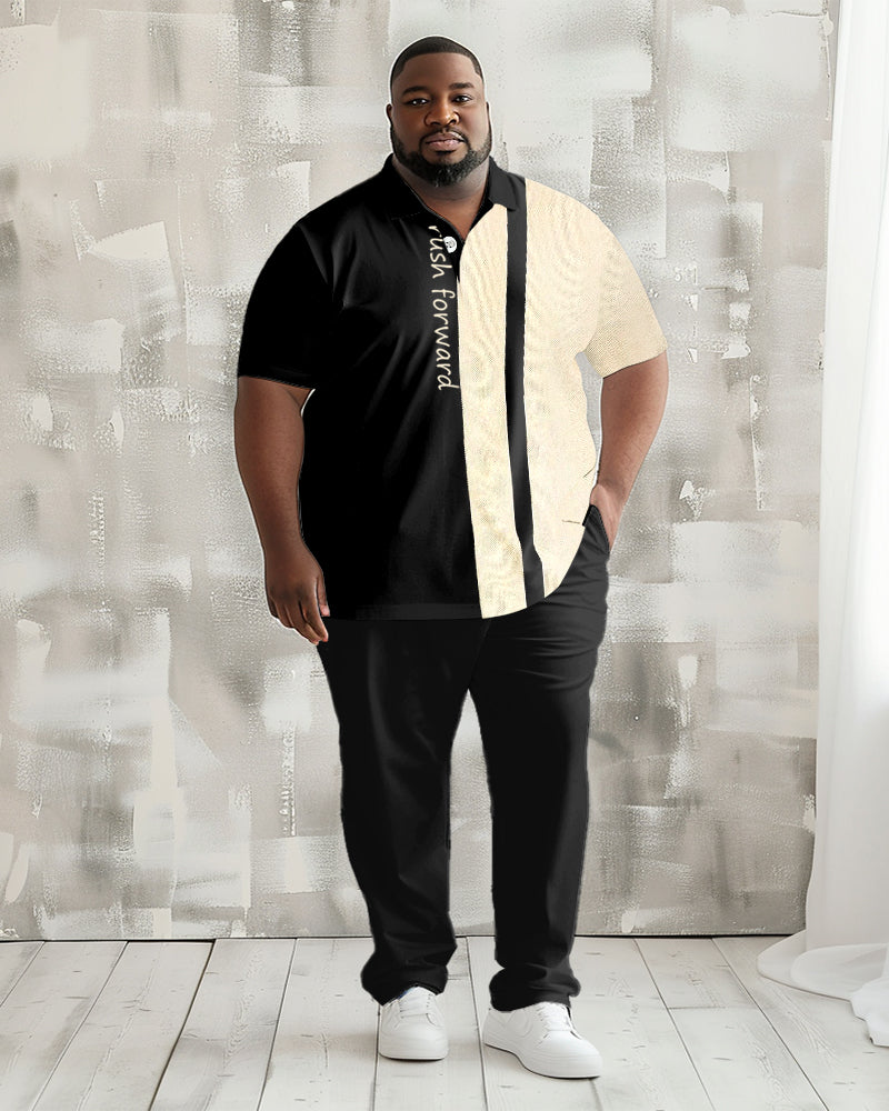 Big & Tall Colorblock Graphic Polo Pants Set for big men view 1