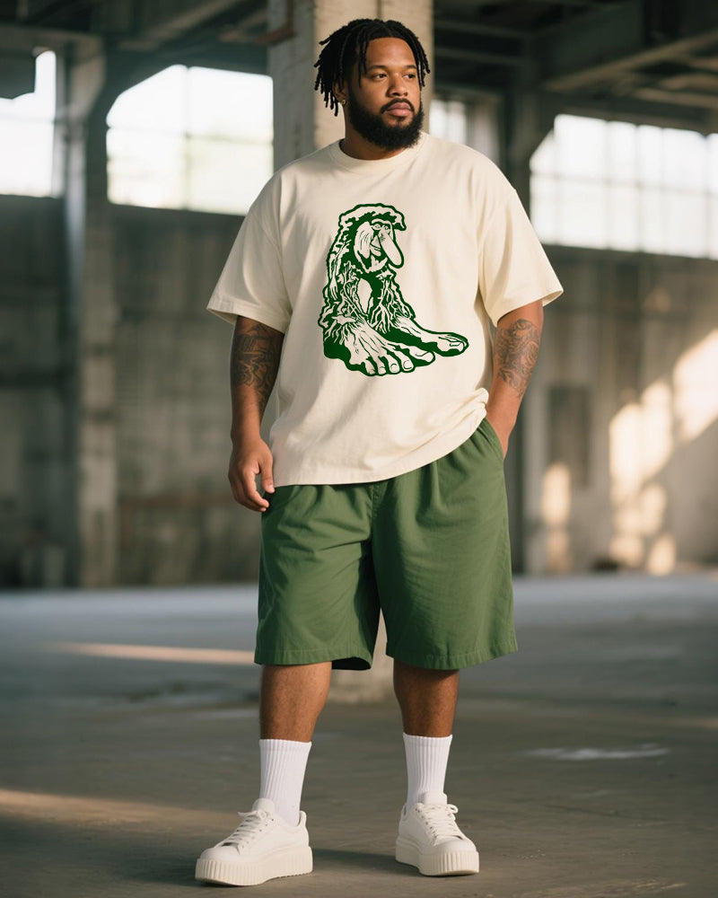 Big & Tall Graffiti Streetwear T-Shirt Shorts Set for big men view 1