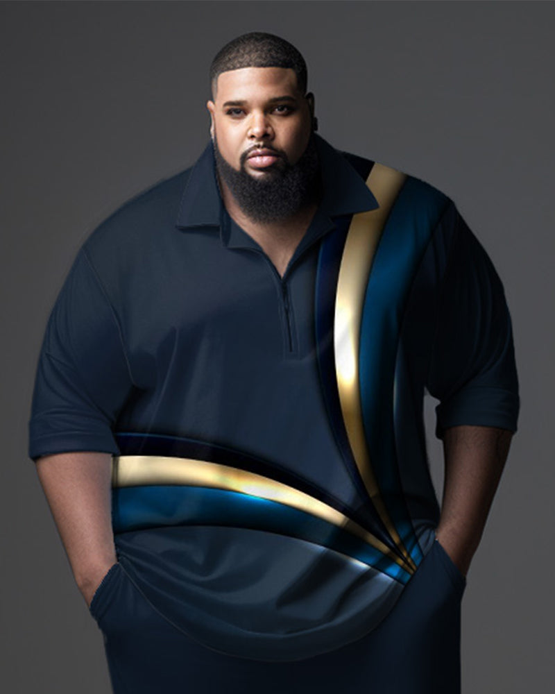 Big & Tall Gradient Business Casual Polo Pants Set for big men view 2