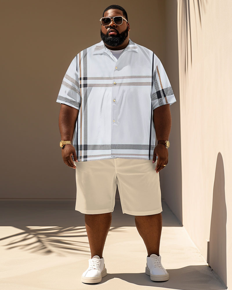 Big & Tall Plaid Graphic T-Shirt Shorts Set for big men view 2