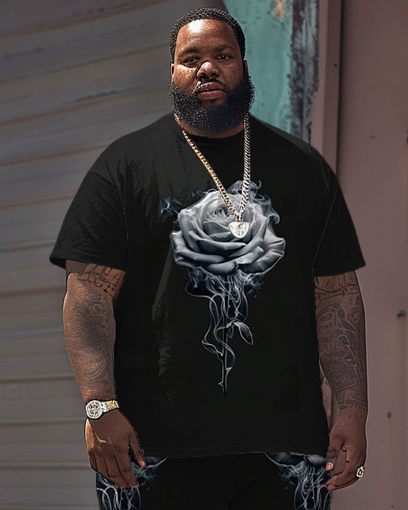 Big & Tall Graphic Streetwear T-Shirt Shorts Set for big men view 2