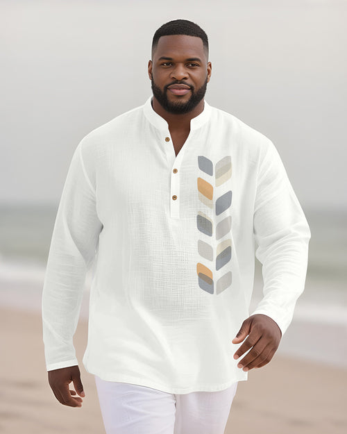 Big & Tall Geometric Graphic Long Sleeve Shirt for big men view 2