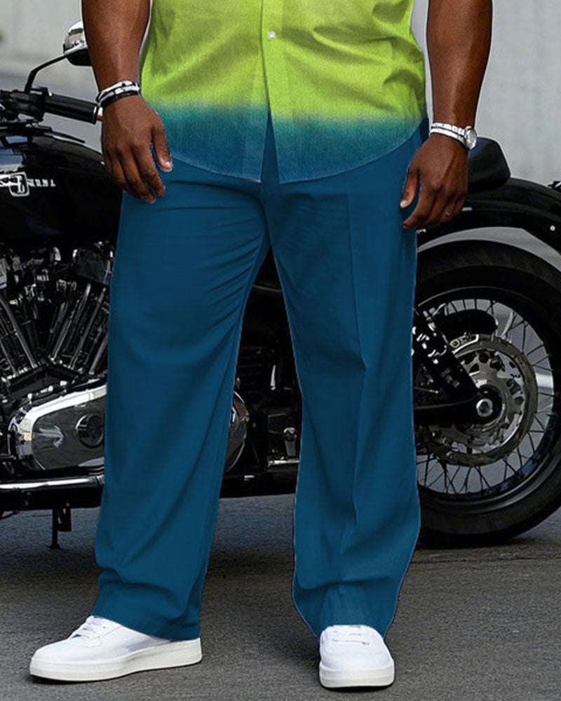 Big & Tall White Blue Gradient T-Shirt Pants Set for big men view 3