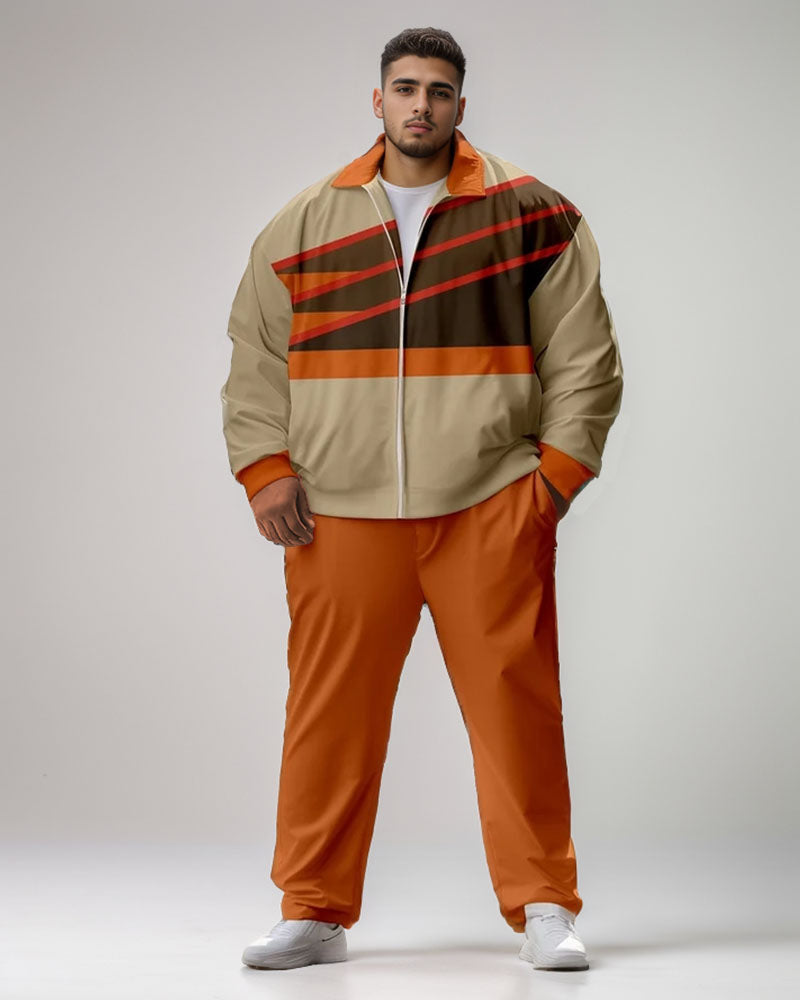 Big & Tall Geometric Shirt Pants Set for big men view 1
