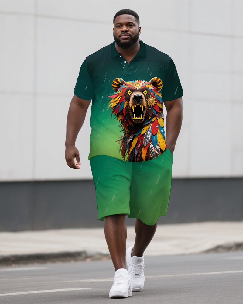 Big & Tall Streetwear Polo Shorts Set for big men view 1