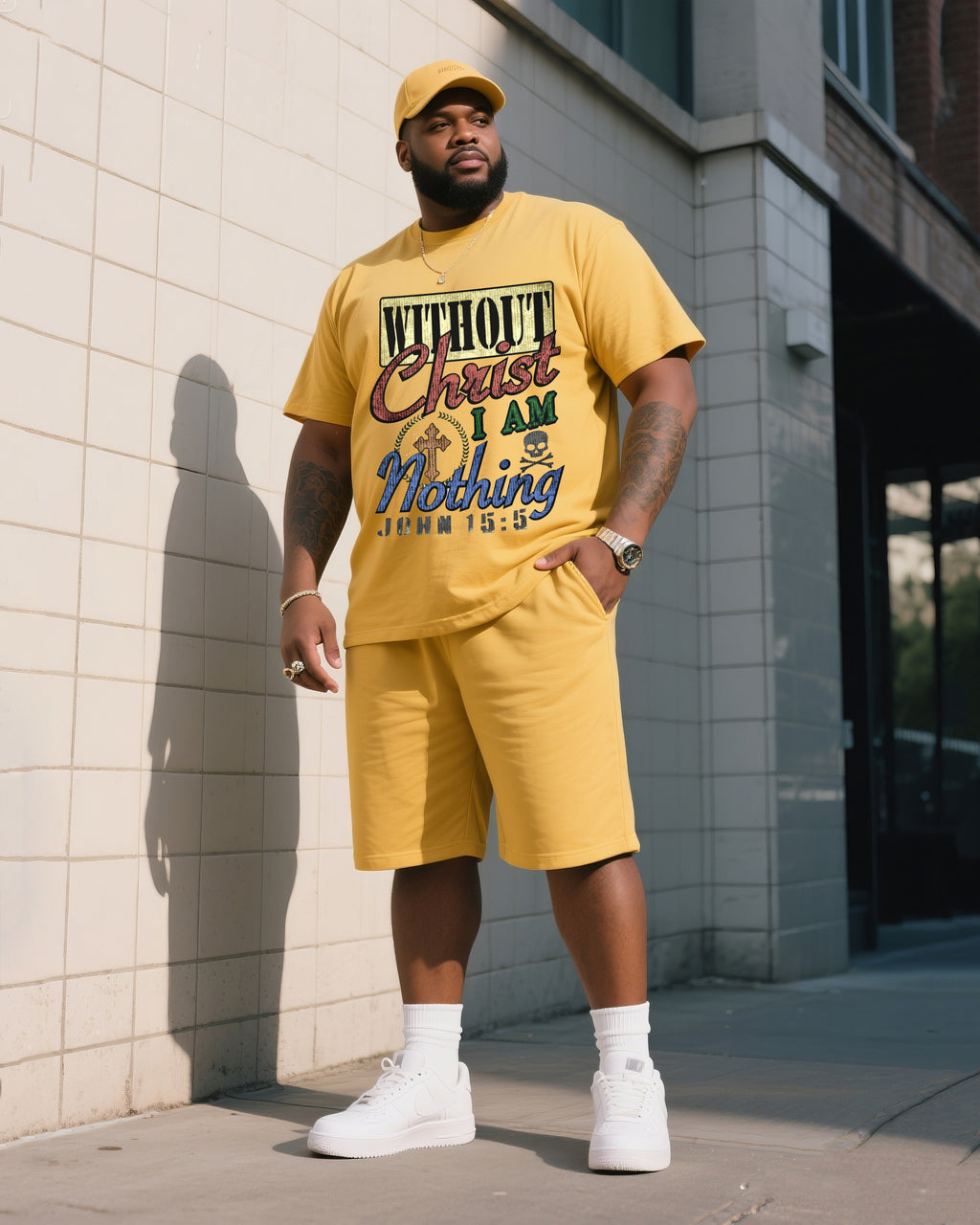 Big & Tall Graphic T-Shirt Shorts Set for big men view 1