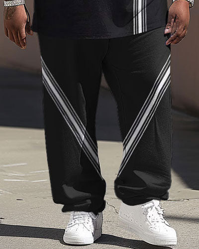 Big & Tall Striped Graphic T-Shirt Pants Set for big men view 3