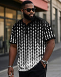 Big & Tall Black Gradient Geometric T-Shirt for big men view 1