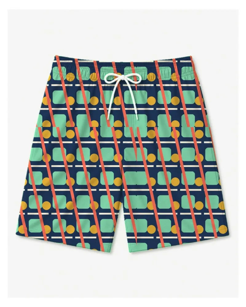Big & Tall Retro Block Digital Print T-Shirt and Shorts Set Shorts