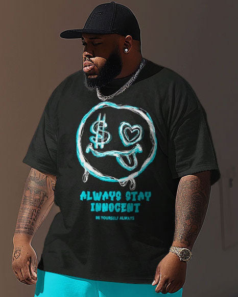 Big & Tall Graphic Streetwear Two-piece Set for big men view 2